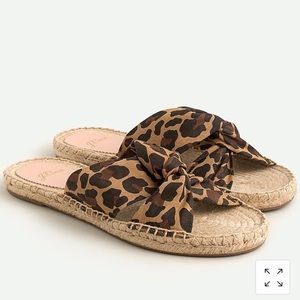 J. Crew Twisted-knot espadrille sandals in leopard canvas